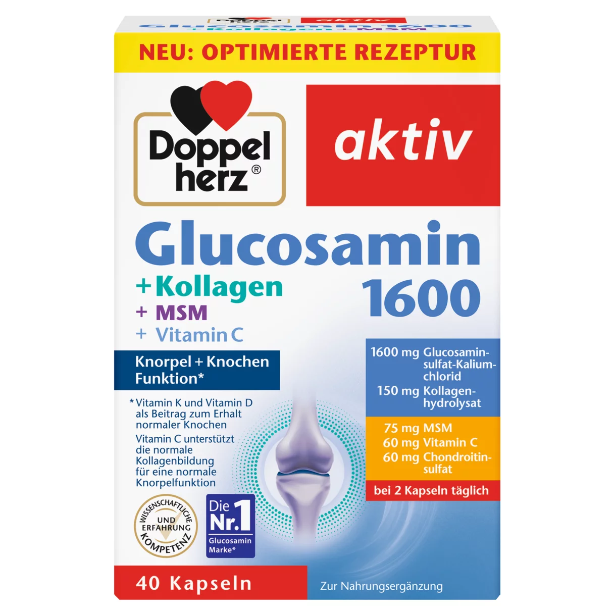 Abbildung der Produktverpackung Doppelherz aktiv Glucosamin 1600 Frontansicht